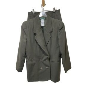 Harve Benard Skirt Suit Petite Olive Green‎ Blazer Pencil Skirt Set